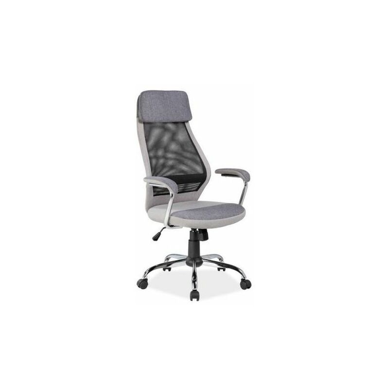 MILLIO - Fauteuil de bureau avec dossier ergonomique - Hauteur 117-127 cm - Tissu + maille aérée - Fonction TILT - Chaise bureau - Gris