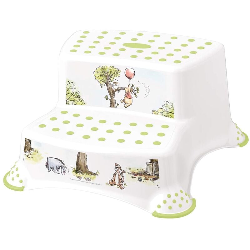 Keeeper - Tabouret Igor avec 2 marches, Winnie l'ourson, blanc, 40 x 37 x 21 cm