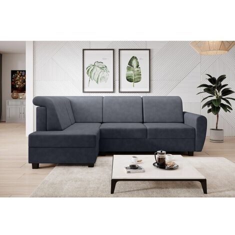 Milo Left Hand Facing Fabric Corner Sofa Bed -  Dark Grey