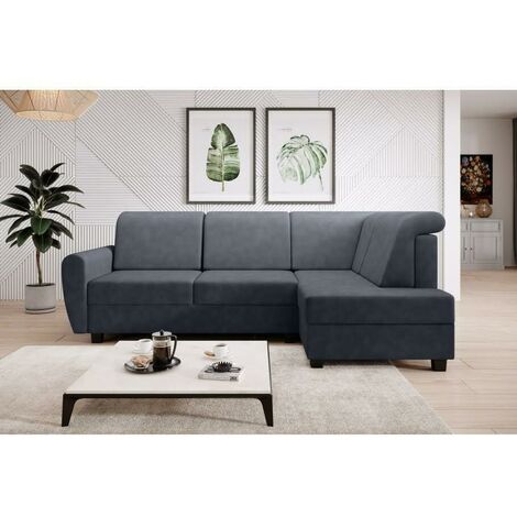 Milo Right Hand Facing Fabric Corner Sofa Bed -  Dark Grey