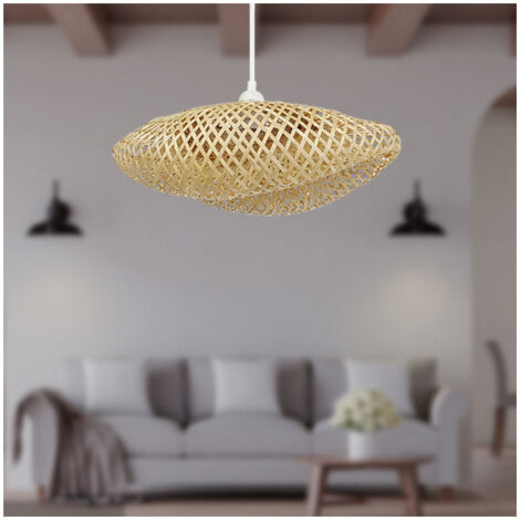 MILOS 40cm Lámpara colgante trenzada de bambú trenzado en forma de concha