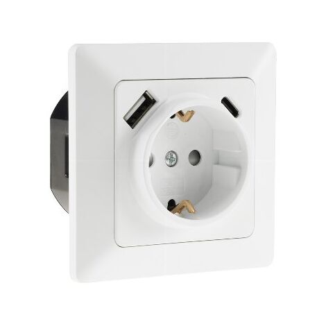 MILOS Schutzkontakt-Steckdose matt weiß 230V/16A, Unterputz USB-C/PD