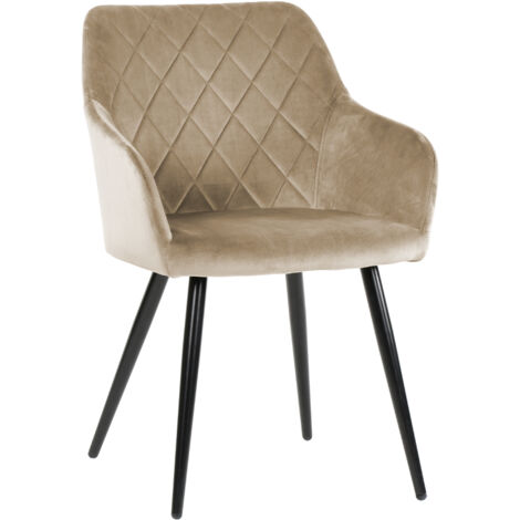 MILTON Samtstuhl, beige, gepolstert