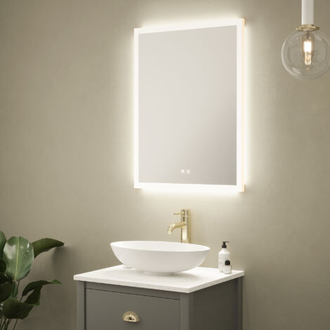 Milton Tunable LED Mirror - 600 x 800 x 28mm IP44 Rated Diffused Border Dimmable Demister