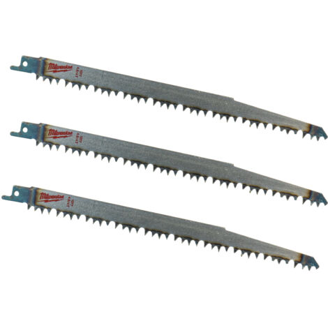Milwaukee 3 x Säbelsägeblatt 240 mm für schnelle Baumschnitte & Wurzelschnitte (S 1531 L, 4 / 5 TPI, Holz & Grünholz bis 190 mm)