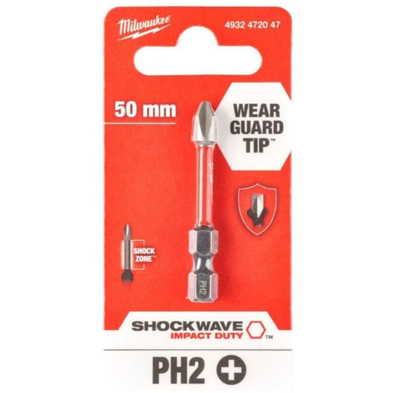 Milwaukee 4932472047 SHOCKWAVE Screwdriver Bit PH2 x 50mm