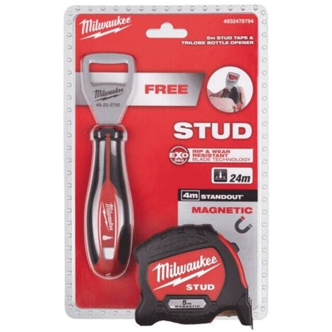 Milwaukee 4932478794 5m Tape Measure and Tri-Lobe Bottle Opener Set