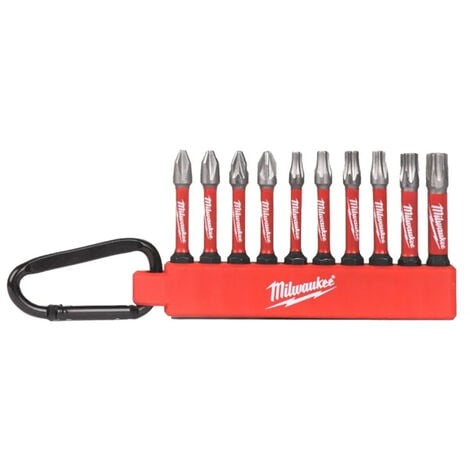 Milwaukee 4932480941 10 Piece SHOCKWAVE Screwdriver Bit Carabiner Set