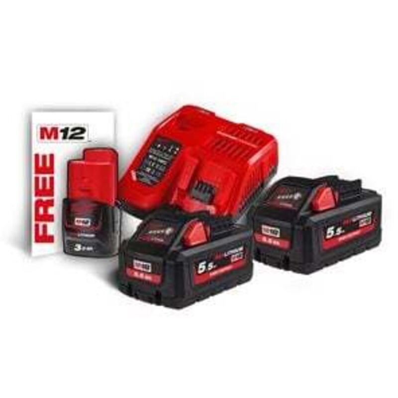 Milwaukee - Pack hnrg : Chargeur rapide M12-18 fc, 2 Batteries M18 5.5Ah, 1 Batterie M12 3.0Ah