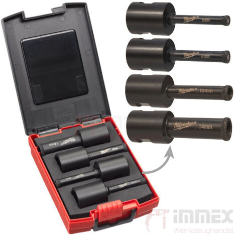 Milwaukee Diamantbohrer Set 4-tlg. Fliesenbohrer M14 6-14mm Trockenbohrer