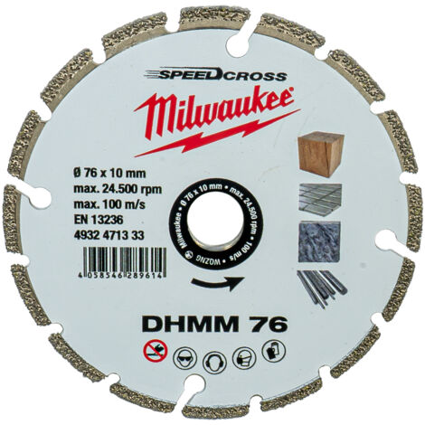 Milwaukee Diamanttrennscheibe DHMM Ø 76 x 10 mm für universellen Einsatz (Multi Material Trennscheibe, Speed Cross)