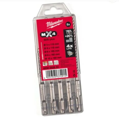 MILWAUKEE Coffret de 5 Forets MX4 SDS-Plus 4 taillants - 4932352833