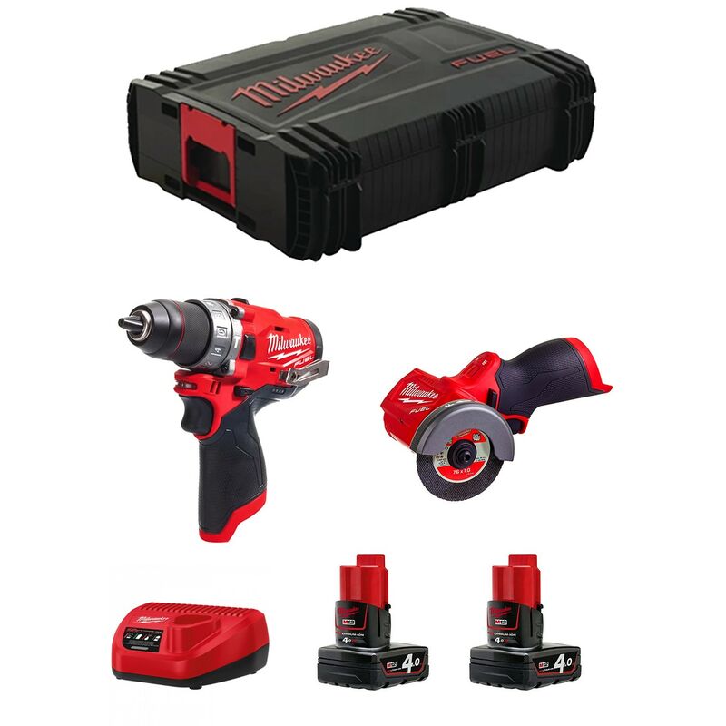 

Milwaukee Kit M12FPP2F-402X (M12FPD + M12FCOT + 2 x 4,0 Ah + C12C + Maletín)