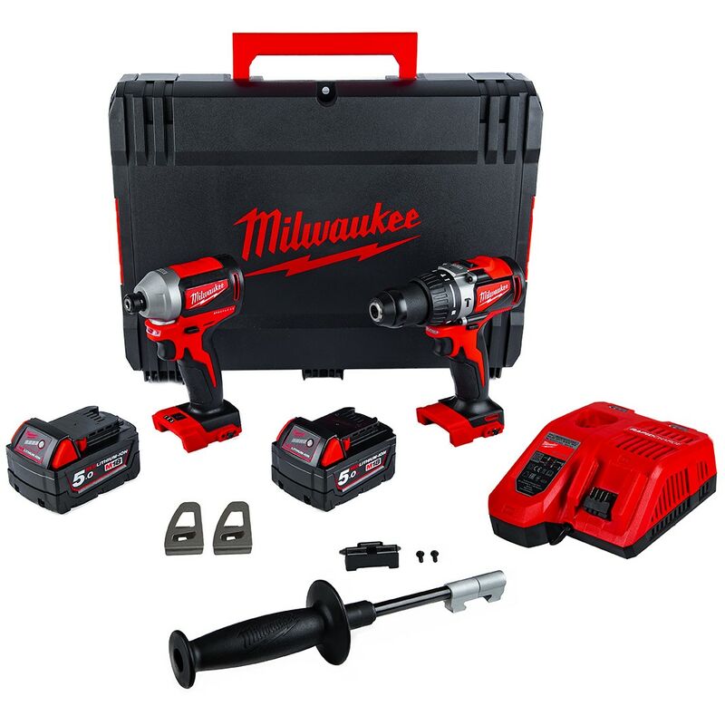 

Milwaukee Kit M18BLPP2A2-502X (M18BLPD2 + M18BLID2 + 2 x 5,0 Ah + M12-18FC + Maletín)