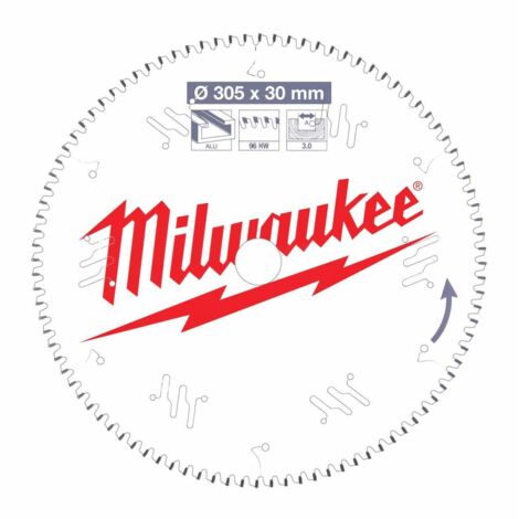 Milwaukee Kreissägeblatt D.305mm Bohrungs-D.30mm Alu. Z96 TF neg. f.Kapp-Gehrungssägen