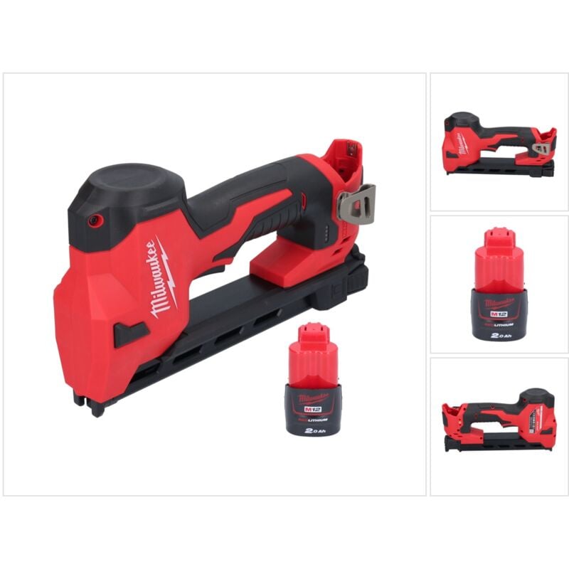 M12 BCST-201 Batterie agrafeuse 12 v 19 x 25.4 mm + 1x batterie 2.0 Ah - sans kit chargeur - Milwaukee