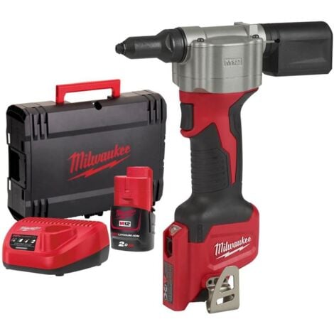 Milwaukee M12 BPRT-201X outil de rivetage sans fil 12 V 20,32 mm + 1x batterie 2,0 Ah + chargeur + HD Box ( 4933464406 )