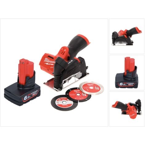 Milwaukee M12 FCOT-422X, mini smerigliatrice angolare a batteria, batterie  1 x 2.0Ah e 1 x 4.0Ah 12V, con dischi da taglio