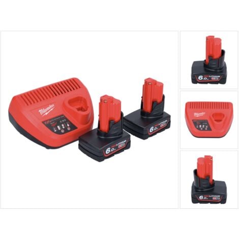 Milwaukee M12 NRG-602 Starter Set 2x 12 V 6,0 Ah ( 4933451903 ) Li-Ion Akku + C12 C Ladegerät