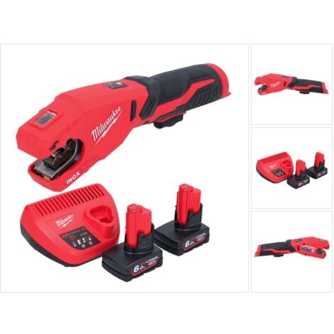 Milwaukee M12 PCSS-602 Akku Edelstahl Rohrabschneider 12 V 12 - 28 mm + 2x Akku 6,0 Ah + Ladegerät