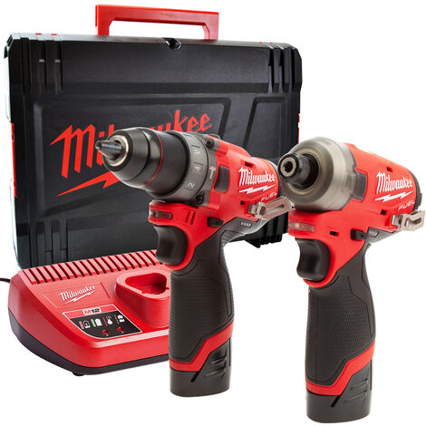 Milwaukee M12FPP2AQ-202X M12 Fuel Combi Drill & Impact Driver Powerpack Kit 4933464977:12V