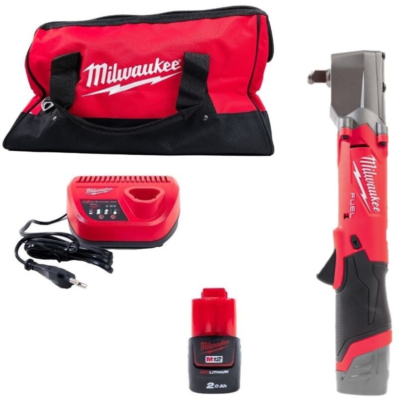 Milwaukee - M12FRAIWF12-201B Boulonneuse à chocs d'angle fuel 12V Carré ½ - 1 x 2.0Ah Batterie + Chargeur en sac de transport