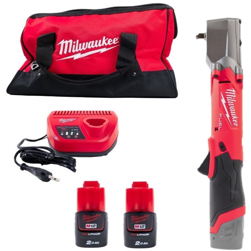 Milwaukee - M12FRAIWF38-202B Boulonneuse d'angle sans fil 12V Li-Ion - 2 x 2.0Ah Batteries + Chargeur en sac de transport