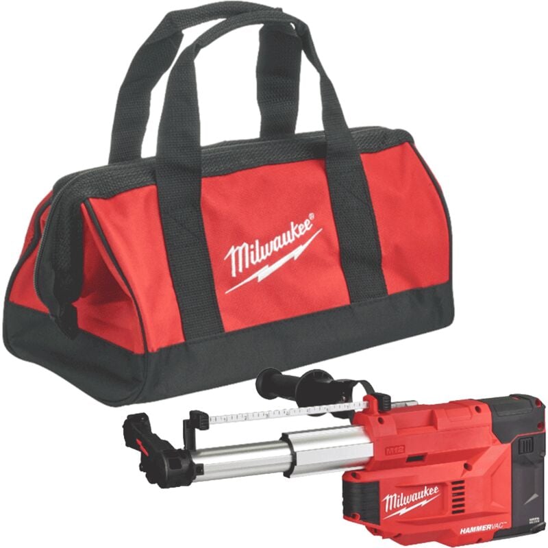 Milwaukee - M12UDEL-0B 12V Universal Dust Extractor 4933471460 - Body Only & 16' Soft Bag