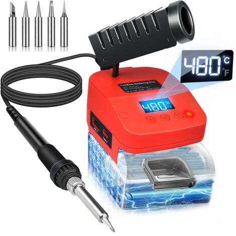 Milwaukee M18 18V Akku-Lötkolben mit Schnellaufheizung, elektrische digitale LCD-Lötstation mit USB- und Typ-C-Ladeanschlüssen, tragbarer, verstellbarer Lötkolben für Heimwerkerprojekte