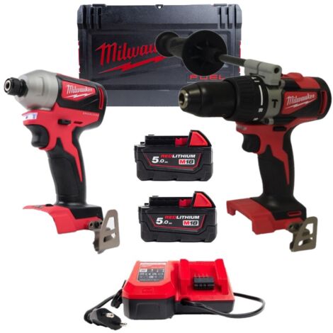 Pack 2 outils 18V (M18 FPD3 + M18 FID3) + 2 batteries 5Ah + chargeur +  coffret HD BOX - MILWAUKEE- 4933480873