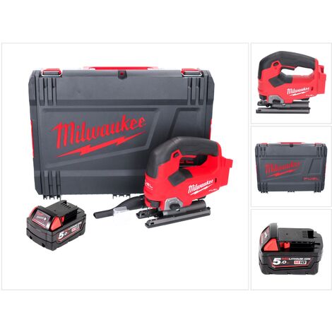 Milwaukee M18 FJS-501X Scie sauteuse sans fil 18 V moyeu 25 mm brushless + 1x Batterie 5.0 Ah + Boîtier HD - sans chargeur