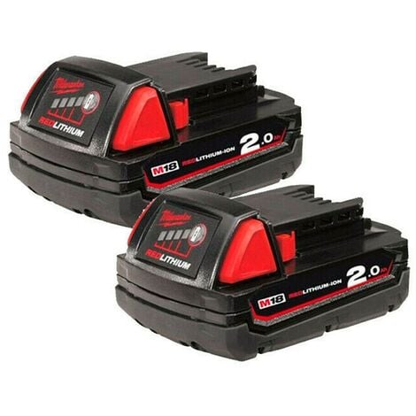 Milwaukee M18B2 18v Fuel Red Lithium Ion 2.0Ah Battery 4932430062 Twin Pack
