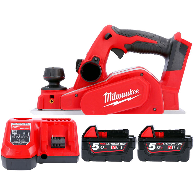 Milwaukee M18BP 18V 82mm Compact Planer With 2 x 5.0Ah Batteries & Charger