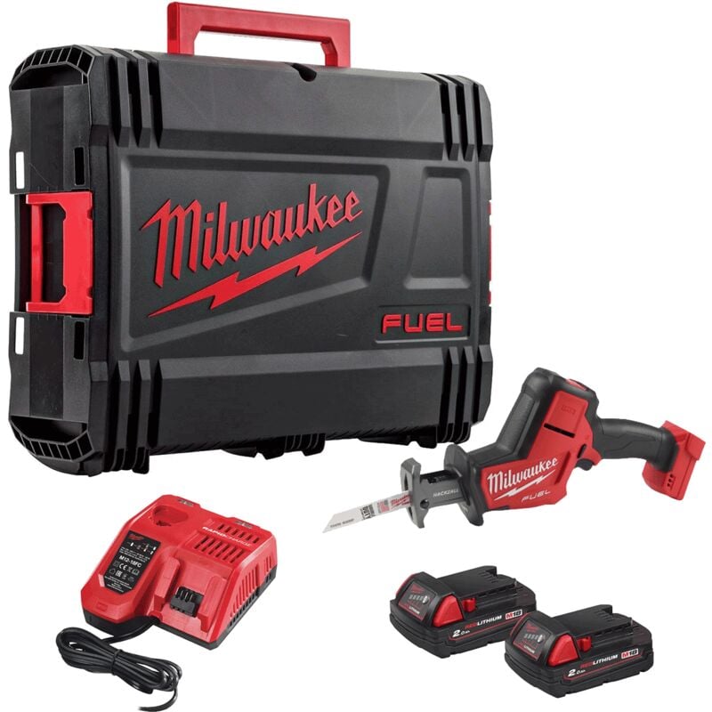 M18FHZ-202X 18V fuel Hackzall Kit - 2 x M18B2 Batteries, M12-18FC Fast Charger & Dynacase - Milwaukee