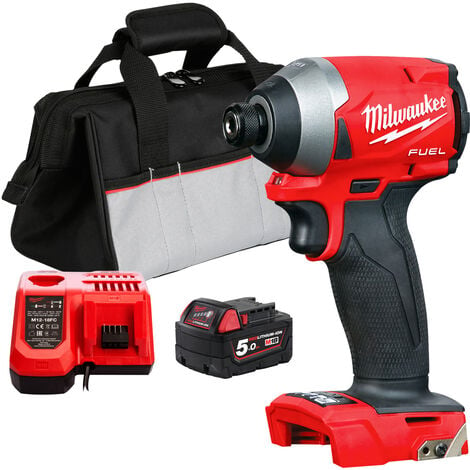Milwaukee M18FID2-018V 1/4" Fuel Impact Driver with 1 x 5.0Ah Battery Charger & Excel Bag