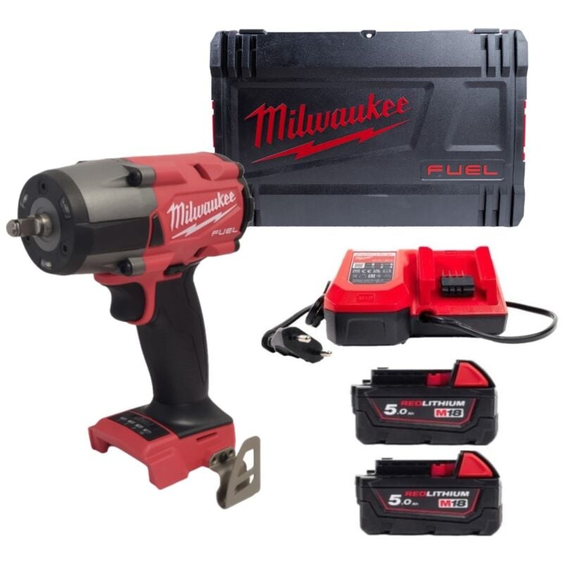 M18FMTIW2F38-502X Boulonneuse à choc 3/8 18V – batteries (2x5Ah) + chargeur dans HD-box - Milwaukee