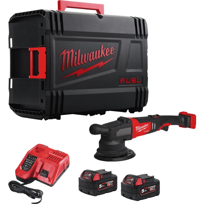 Milwaukee - M18FROP21-502X 18V fuel 150mm Random Orbital Polisher with 21mm Stroke 4933478837 Kit - 2 x M18B5 Batteries, M12-18FC Fast Charger &