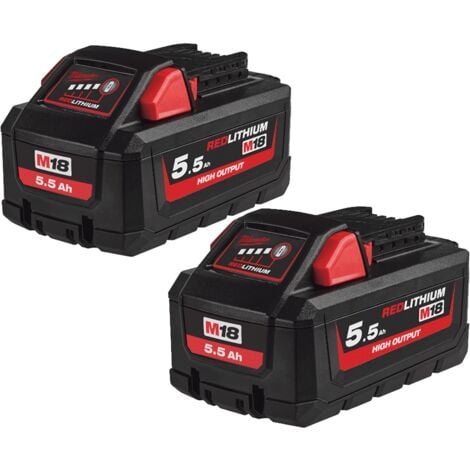Milwaukee M18HB5.5 18V Li-Ion 5.5Ah High Output Battery 4932464712 Twin Pack