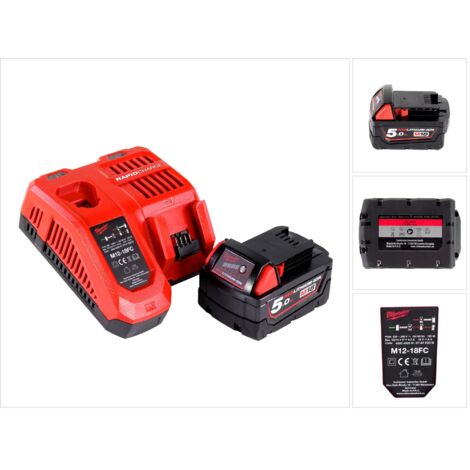 Milwaukee  M18NRG-501 Akku Starter Set 18V mit M18 B5 Akku 5,0Ah + M12-18FC Ladegerät
