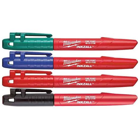 MILWAUKEE Pack de 4 marqueurs Inkzall couleur pointe fine - 48223106