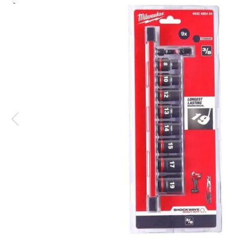 Milwaukee Set di Bussola a Impatto 3/8" Acciaio 9 pezzi