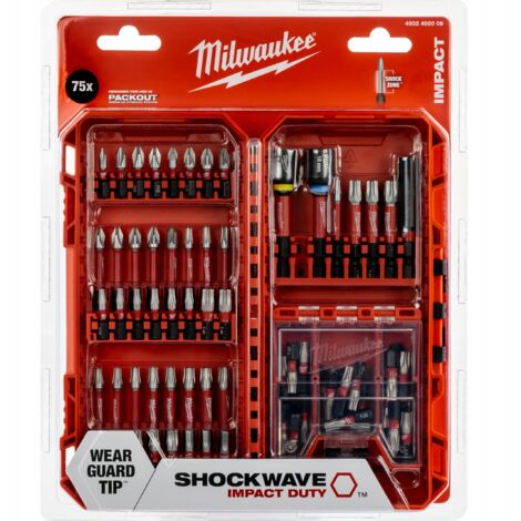Milwaukee Shockwave 4932492008 Impact Duty Bit Set (TX, PZ, PH, HEX, TXBO, Accessories for Impact Wrenches and Screwdrivers) 75-Piece