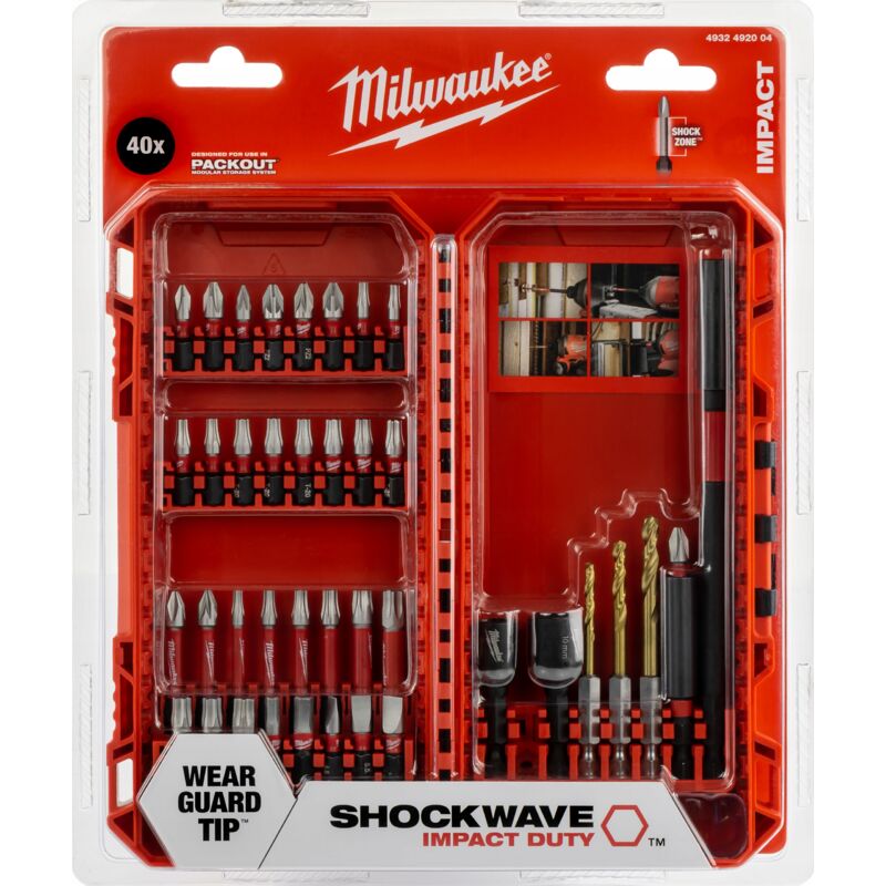 Image of Satz shockwave Bohrer, Stecknüsse und Bits – 40-tlg