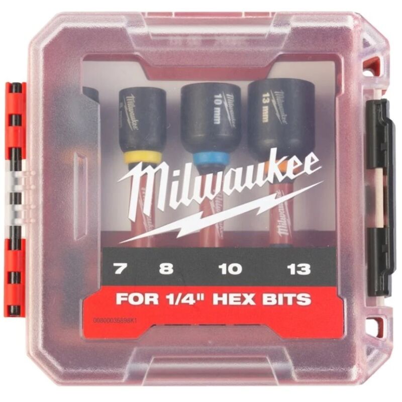 Milwaukee SHOCKWAVE Steckschlüssel 1/4 Set 4-teilig 7,8,10, 13mm