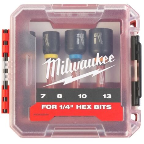 Milwaukee SHOCKWAVE Steckschlüssel 1/4 Set 4-teilig 7,8,10, 13mm