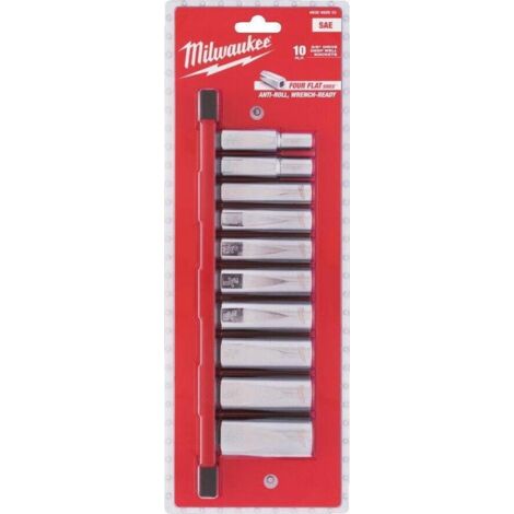 MILWAUKEE ZESTAW NASADEK 10 szt. 3/8 IMPERIALNE DŁUGIE