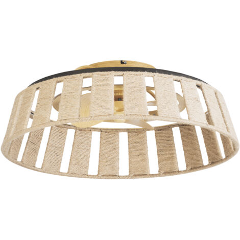 Mim - Ventilador de Techo con Lámpara LED sin Aspas con Pantalla de Cuerda Trenzada 6 Velocidades Luz Regulable