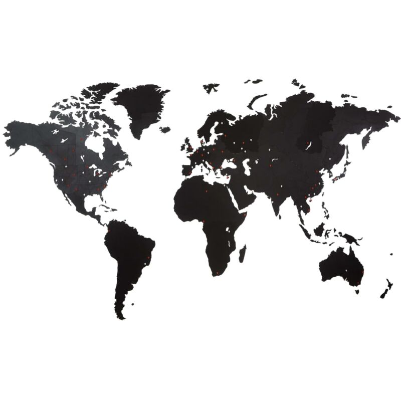 

MiMi Innovations Mapa adorno de pared Giant de madera negro 280x170 cm - Negro