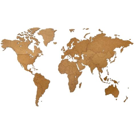 MiMi Innovations Mapa decorativo pared Luxury madera marrón 130x78 cm