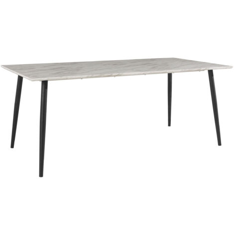 Mimmi-Table de salle à manger 120x80 cm aspect marbre Pieds noirs